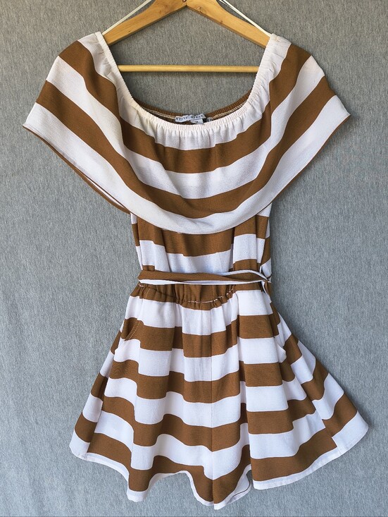 HYFVE Pants - HYFVE Striped Off‑Shoulder Romper – Juniors M – Used Good